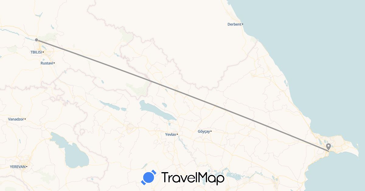 TravelMap itinerary: driving, plane in Azerbaijan, Georgia (Asia)